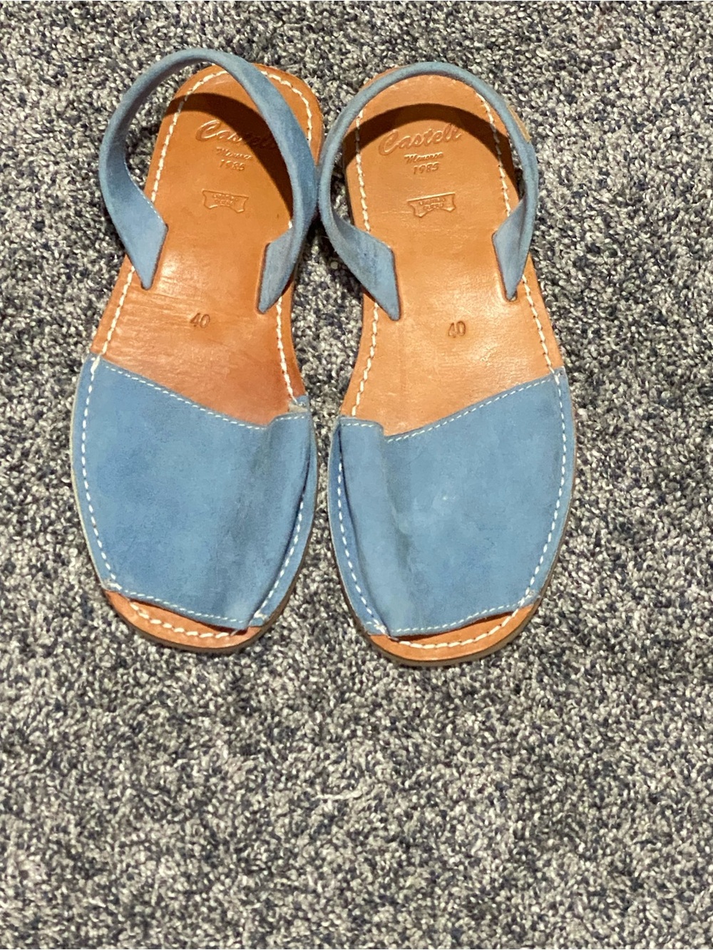 Castell Blue Suede Slingback Sandals - Women